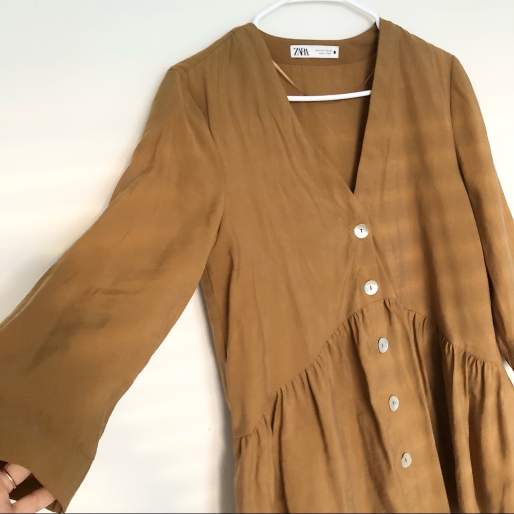 NWOT Zara Terracotta Button Down Flare Top Medium - Picture 4 of 5